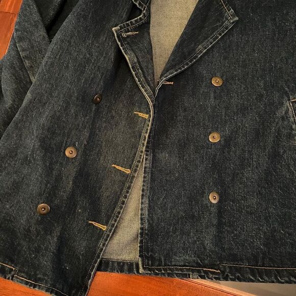 Guess Vintage Denim Jacket Double Breasted Metal Buttons Small 2 Pockets Blue - Picture 9 of 16